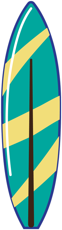 teal surfboard graphic